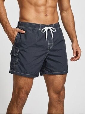 Swimsuits For All Men's Dark Navy Swim Trunks with Cargo Pocket